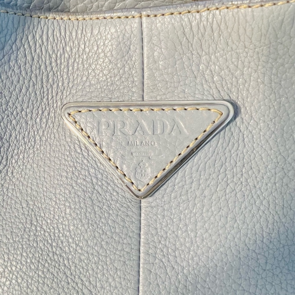Prada Vintage Light Blue Leather Button Closure Shoulder Bag - Picture 3 of 16